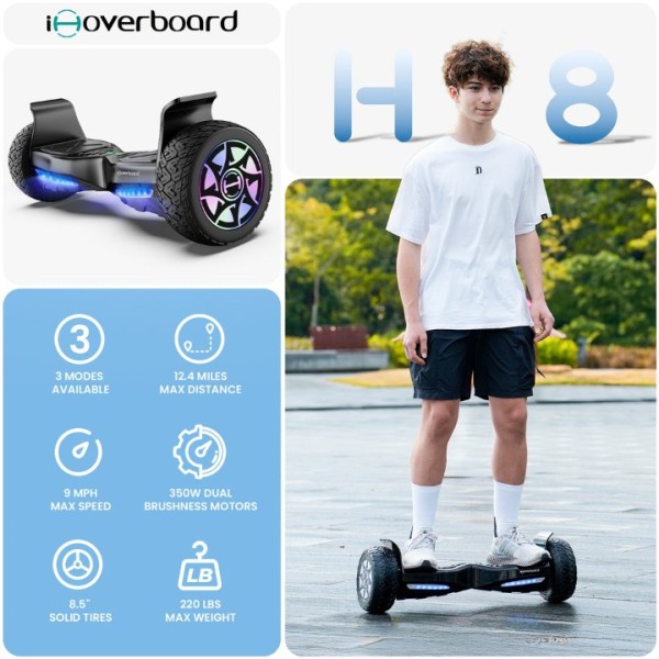 iHoverboard H8 Noir Hoverboard tout-terrain 8.5"
